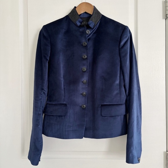 Rag & Bone Blazer Velvet Rei Military Jacket Navy Blue - Picture 9 of 9